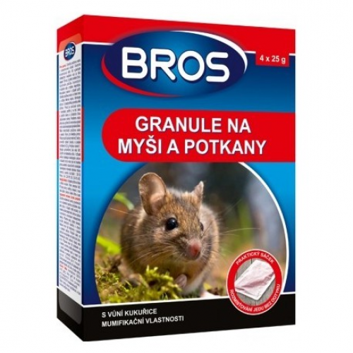 Rodenticid BROS granule na myši a potkany 7x20g